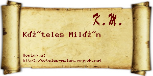 Köteles Milán névjegykártya
